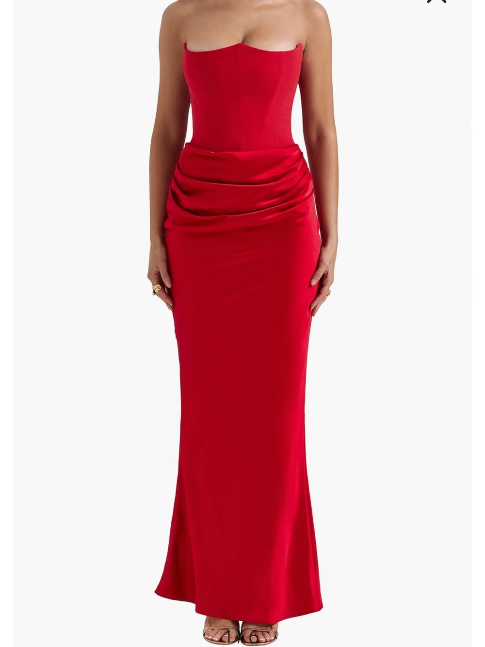 Persephone RED Strapless Satin Corset Cocktail Dress- NEW